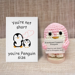 gehäkelter Pinguin mit positivem Spruch, positiver Pinguin, handgehäkeltes Geschenk, Baby Deko, Geschenk für sie, Weihnachtsgeschenk