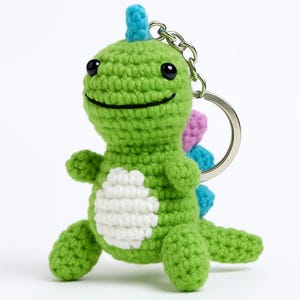 Tiny Dinosaur Crochet Keychain, Fun Dino Keychain, Cute T-Rex Keychain, Brontosaurus Keychain, Dino Lover Gift, Colorful Dinosaur Keychain