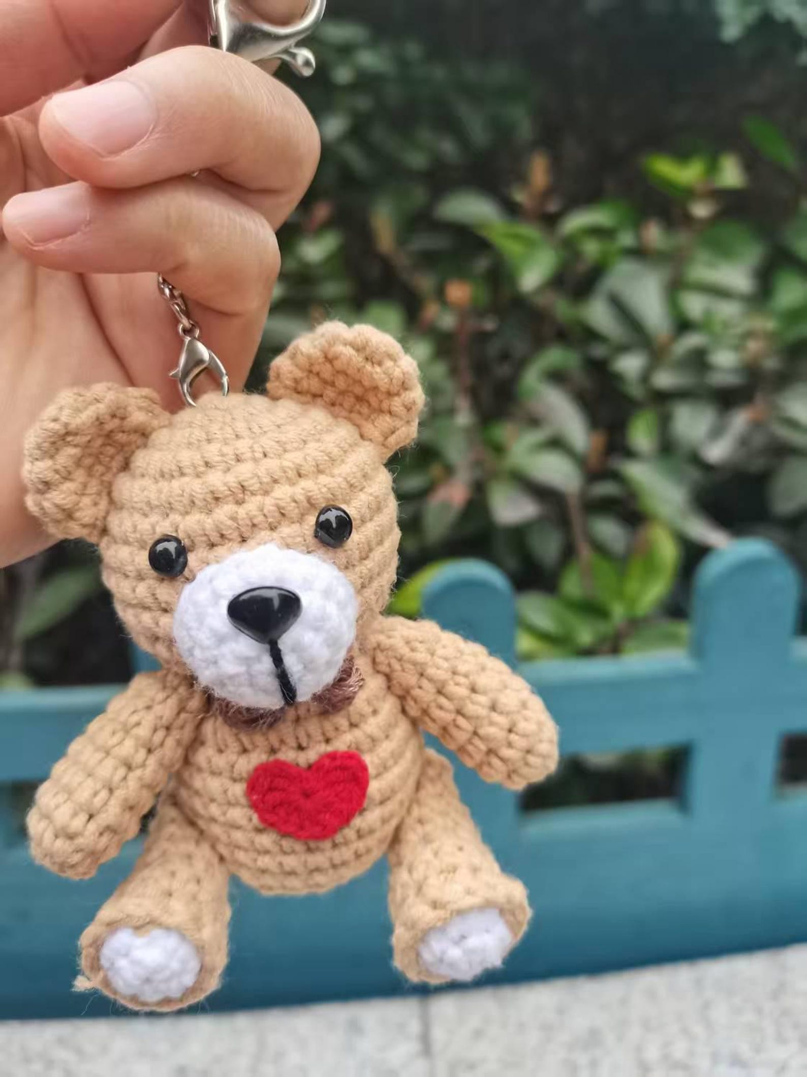 Crochet Teddy Bear Keychain, Handmade Valentine’s Day Gift, Cute ...