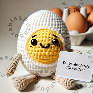 Crochet Positive Egg - Handmade Positive Gift, Cheerful Desk Buddy, Fun Egg Lover Gift, Encouraging Present, Cute Teacher Appreciation Gift