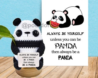 Chat Positif Au Crochet - Petite Peluche De Motivation Fait Main - Déco Bureau, étagère Ou Table De Nuit - 7,7x6,6 Cm