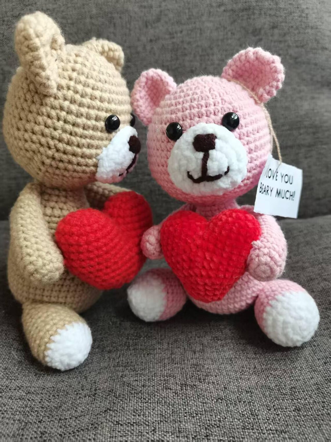 Romantic Crochet Teddy Bear, Handmade Bear With Heart, Sweet Valentine ...