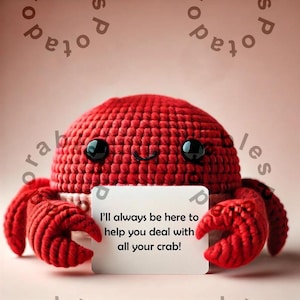 Crochet Caring Crab, Emotional Support Gift, Handmade positive Crochet Toy, Desk Decoration, Gift for Friends, Thoughtful and Unique Gifts