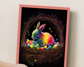 Easter Bunny #1, Easter Art, Digital Art, Easter Bunny Wall Art, Wall Art, Digital Download, Easter Gift, Easter Decoration, Printable Art