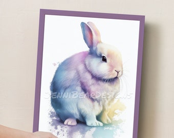 White Bunny #2, Easter Art, Digital Art, Easter Bunny Wall Art, Office Art, Wall Art, Digital Download, Easter Gift, Printable Art