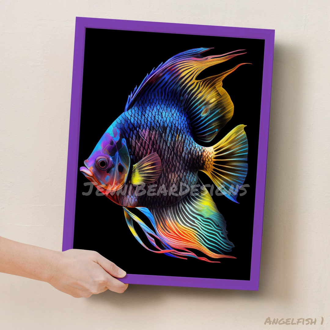 Angelfish 1, Angelfish Art, Digital Art, Angelfish Wall Art, Aquatic ...