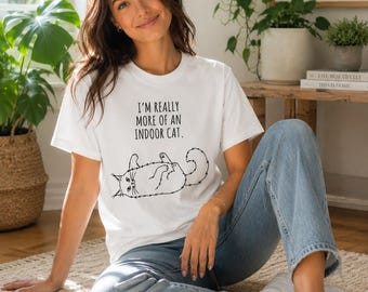 Maine Coon T-shirt - I'm Really More of an Indoor Cat - Cute Line Art Cat