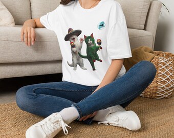 Cat Dance T-Shirt — Playful Kitten Graphic Tee  -- Cinco de Mayo kittens