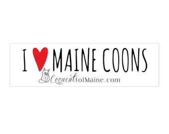 I Heart Maine Coons Bumper Sticker | Cat Lover Decal