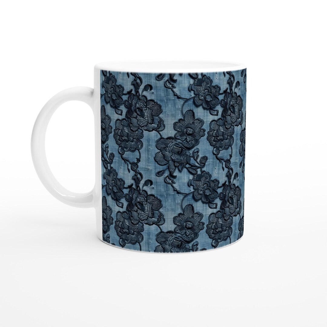 Denim & Black Lace Design Mug - Elegant Mothers Day Gift | Perfect Gift ...