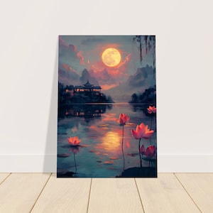Chakra Mondschein Tempel Poster | Serene Wandkunst | Einzigartiges spirituelles Dekor