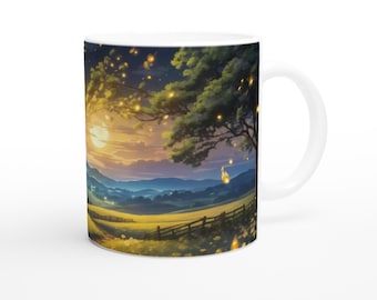 Night Sky Country Scene Mok - Keramische koffiekop, perfect cadeau voor natuurliefhebbers