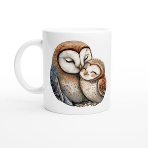 Mug maman et bébé hibou - Cadeau pour la fête des mères - Adorable portrait de hibou
