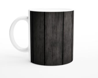 Black Wood Print Ceramic Coffee Mug - 11oz Dishwasher & Microwave Safe - Perfect Gift