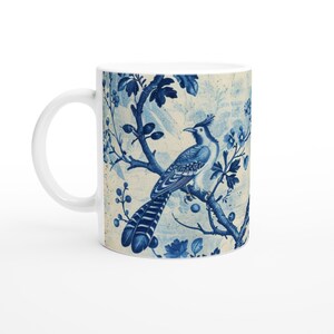 Chinoiserie Blue Bird Mug - Vintage French design Coffee Cup - Gorgeous Floral Design