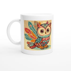 Vintage uilmok - unieke keramische beker - perfect Moederdagcadeau