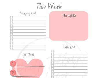 This Week To-Do Planner Page - Hearts