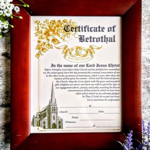Digital Download Betrothal Certificate, Traditional Catholic Betrothal, Engagement Blessing