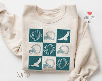 Bluza z nadrukiem drużyny futbolowej Philly, zniszczona koszulka z okazji meczu w Filadelfii, retro odzież dla fanów sportu, prezent dla miłośnika futbolu, duch Filadelfii