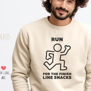 Marathon Sweatshirt - Funny Running Shirt Unisex Sweatshirt, Track and Field Gift, Race Day Tee, Runner Gift Run For the Finish Line Snacks