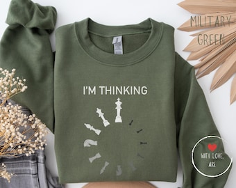 Think Sweatshirt - Chess Shirt, Chess Player Gift,  Chess Player Matching T-Shirt, Chess Lover Gift, Women Chess Sweater, Gambit Hoodie
