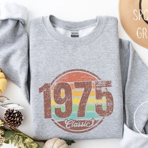 Moletom de aniversário personalizado, presente personalizado, moletom de aniversário, moletom de aniversário de 50 anos, camisa de 1975, aniversário, ano personalizado