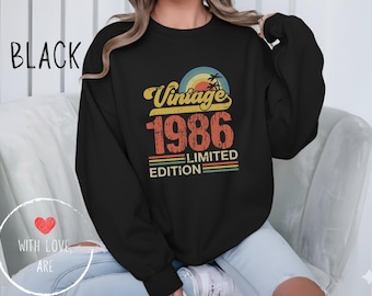 Vintage 1986 Sweatshirt – 40th Birthday Gift, Retro Crewneck