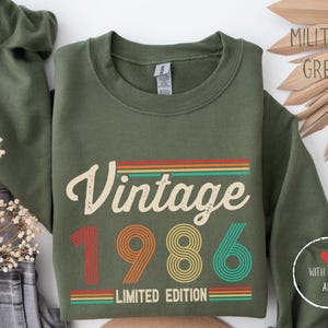 1986 Sweatshirt, trui verjaardagscadeau 1986, trui verjaardag jaar 1986 jaarnummer zweet voor dames of man, verjaardagscadeau, 40e verjaardag sweatshirt