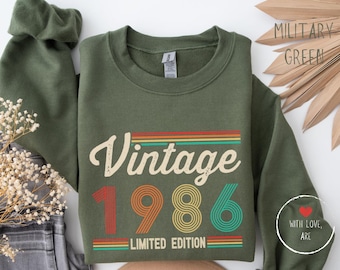 1986 Sweatshirt, 1986 Birthday Sweatshirt Sweater, 1986 Birthday Year Number Sweat for Women Or Man, Birthday Gift, 40th Birthday Sweatshirt