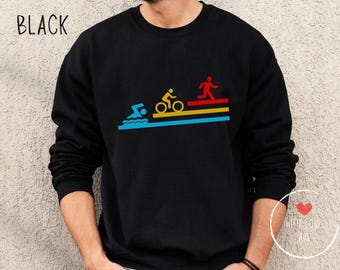 Minimalist Triathlon Sweatshirt, Swim Bike Run Crewneck, Athlete Gift