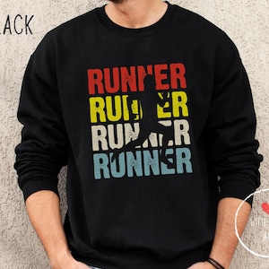 Runner Sweatshirt - Retro Running Shirt, Unisex Vintage Runner Top, marathon runner gift, marathon tshirts, Running dad gift, retro marathon