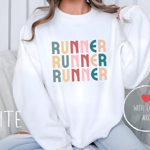 Boho Retro Runner Sweatshirt, Run Sweatshirt, Running Sweatshirt, Colorful Sports Top, Running Theme Pullover, Run Gift, Marathon Gift