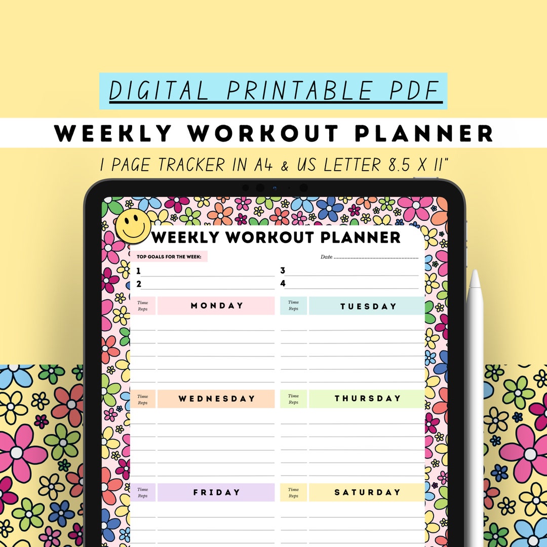 Printable PDF Weekly Workout Planner Digital Page Template A4 - Etsy