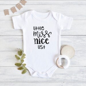 Little Miss Nice List | Coming Home Outfit | Cute Baby Onesie | Pregnancy Announcement | Pregnancy Reveal | Christmas Onesie | Xmas Baby