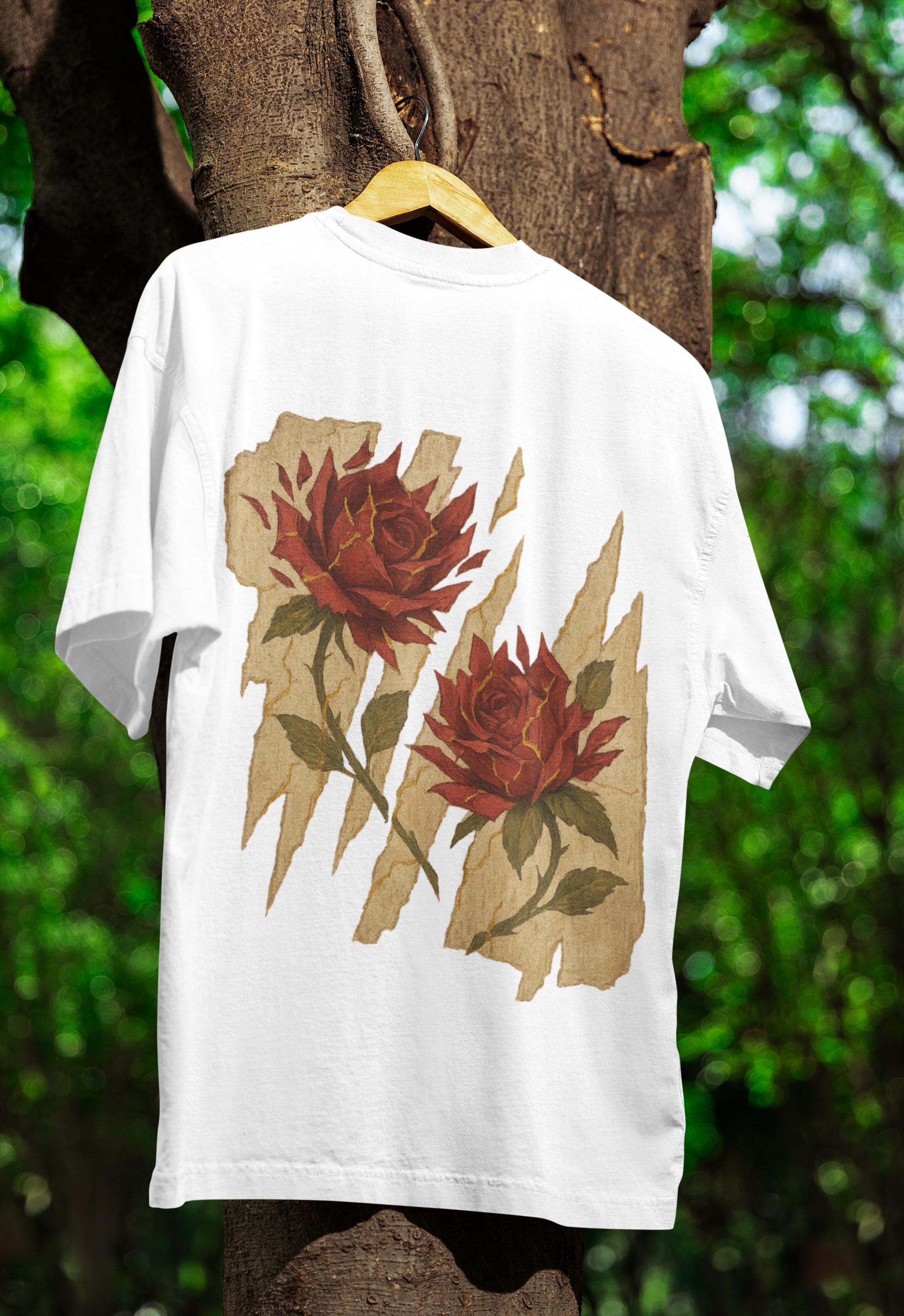 Memory is a Garden PNG – Cracked Red Roses on Torn Parchment Digital ...