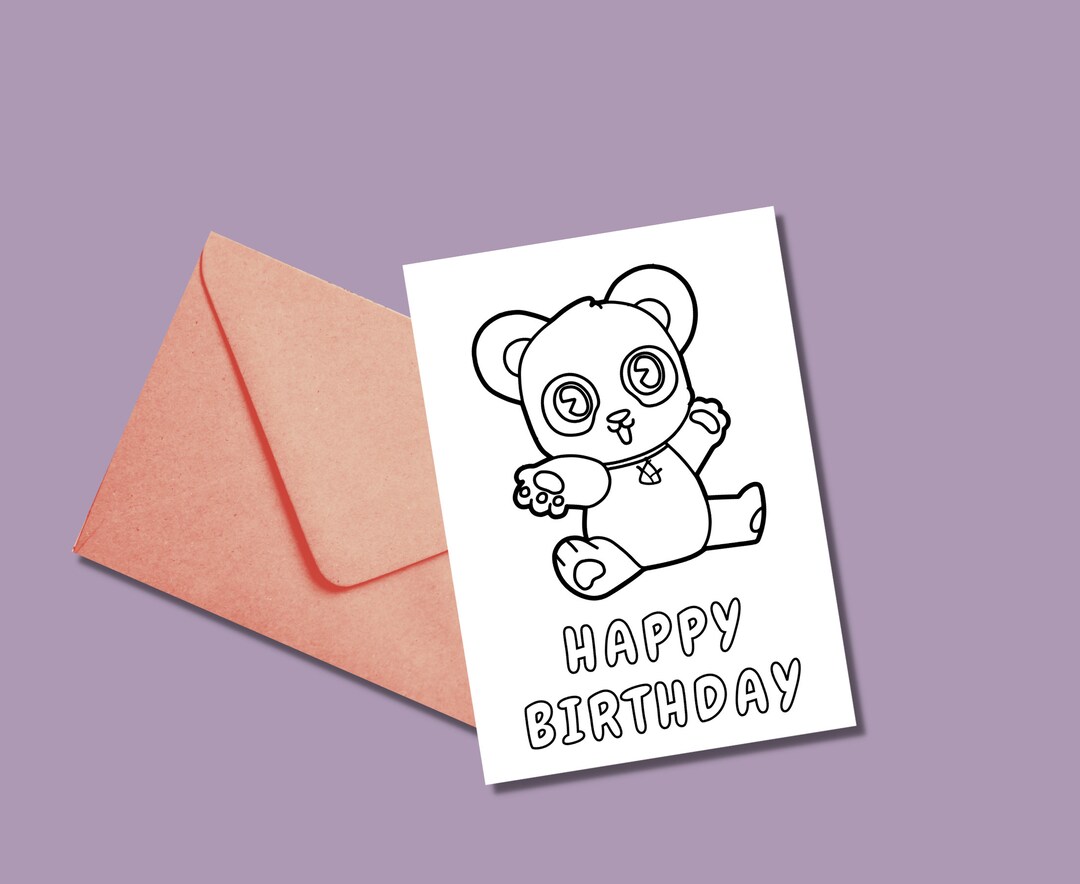Printable Birthday Card Panda Birthday Card Animal Birthday Etsy