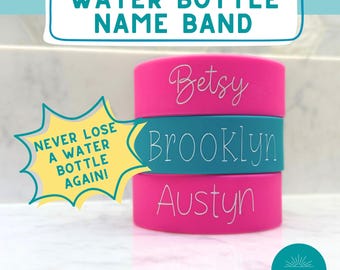 Personalized  Water Bottle Name Tag: Custom Engraved Silicone Band