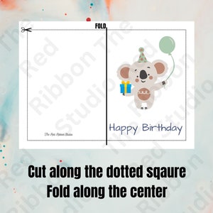 Baby Koala Birthday Card for Kids, Printable Birthday Card for Kids ...