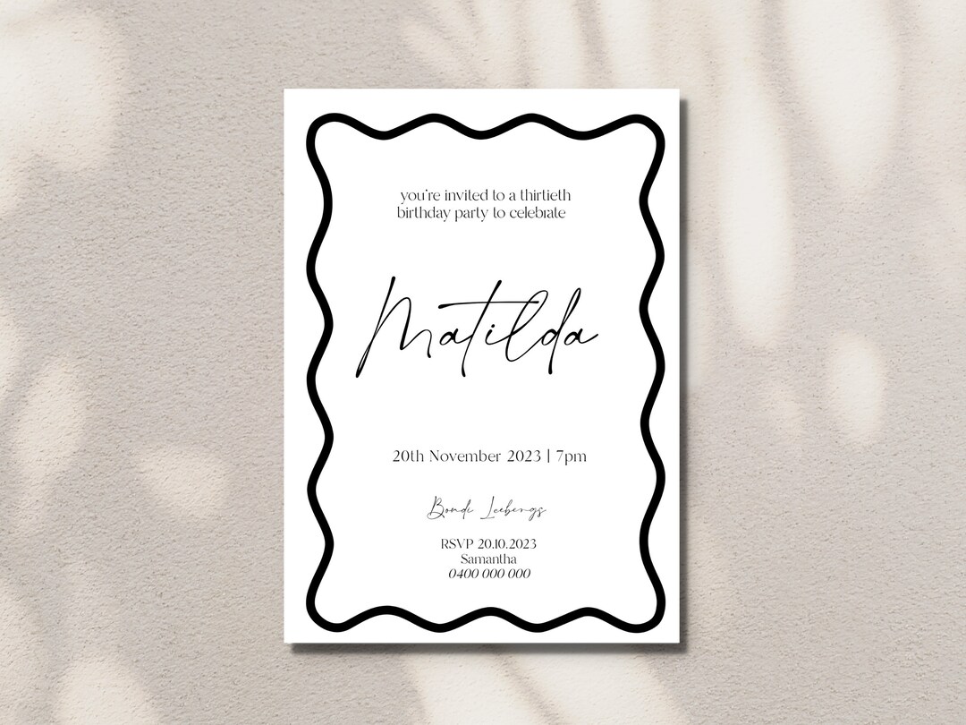 Invitation Template Birthday, Scallop Edge, Thirtieth Birthday ...