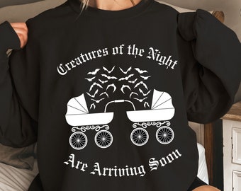 Gothic Twin Crewneck Sweatshirt Pregnancy Halloween Maternity Shirt Goth New Mom To Be Gift Expecting Twins Shirt for Spooky Baby Shower Bat