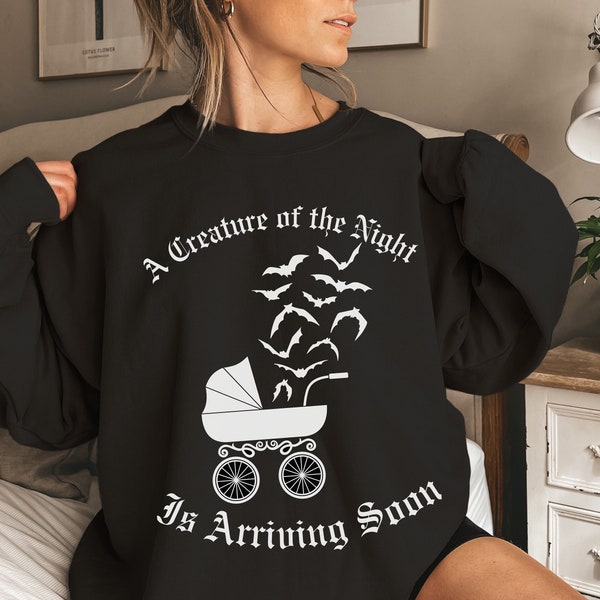 Gothic Pregnancy Announcement Halloween Maternity Shirt Goth New Mom To Be Gift Expecting Baby Crewneck Sweatshirt for Spooky Baby Shower