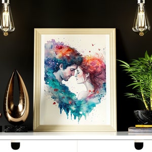 Pärchen Druck Kunst Geschenk romantische Kunst Wohnzimmer Liebe Kunst abstrakte Kunst Valentinstag Kunst Jahrestag Hochzeit Geschenk sofort Download