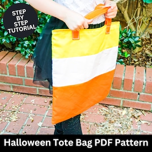 Halloween Tote Bag Sewing Pattern Candy Corn | Halloween Treat Bag Pattern | Halloween Bag | Halloween Candy Bag Pattern | Tote Bag Pattern