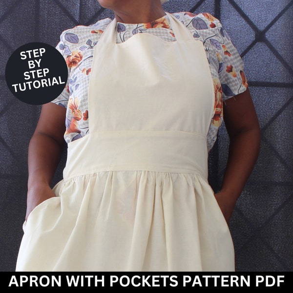 Apron with Pockets Sewing Pattern | Kitchen Apron Pattern | Size S - XXXL | Work apron Pattern | PDF Sewing Pattern | Apron Pattern PDF