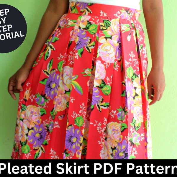 Pleated Skirt Sewing Pattern | Size S - XXXL | Pleated Skirt Pattern | Pleated Skirt Sewing Pattern | Skirt Pattern | PDF Sewing Pattern