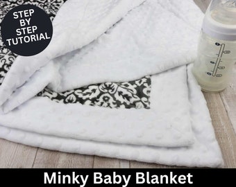 Baby Blanket Sewing Tutorial | Baby Minky Blanket | Baby Blanket Pattern | PDF Sewing Pattern | Sewing Tutorial | Minky blanket mockup