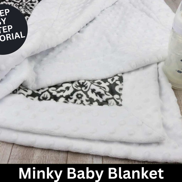 Baby Blanket Sewing Tutorial | Baby Minky Blanket | Baby Blanket Pattern | PDF Sewing Pattern | Sewing Tutorial | Minky blanket mockup