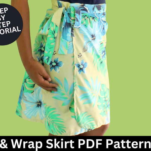 Wrap Skirt Sewing Pattern | Sizes S-XXXL | Wrap Skirt Pattern  | Skirt Pattern | PDF Sewing Pattern | Sewing Tutorial | knee length skirt