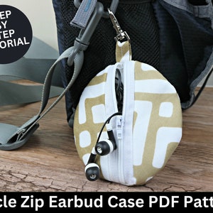 Earbud Case Sewing Pattern | Earbud Circle Pouch Pattern | Circle Earbud Zip Pouch | Circle Zip Case Pattern | PDF Sewing Pattern