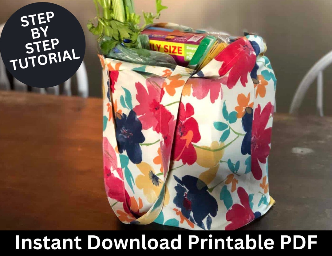 Reusable Grocery Bag Easy Sewing Tutorial Grocery Shopping Bag Cute